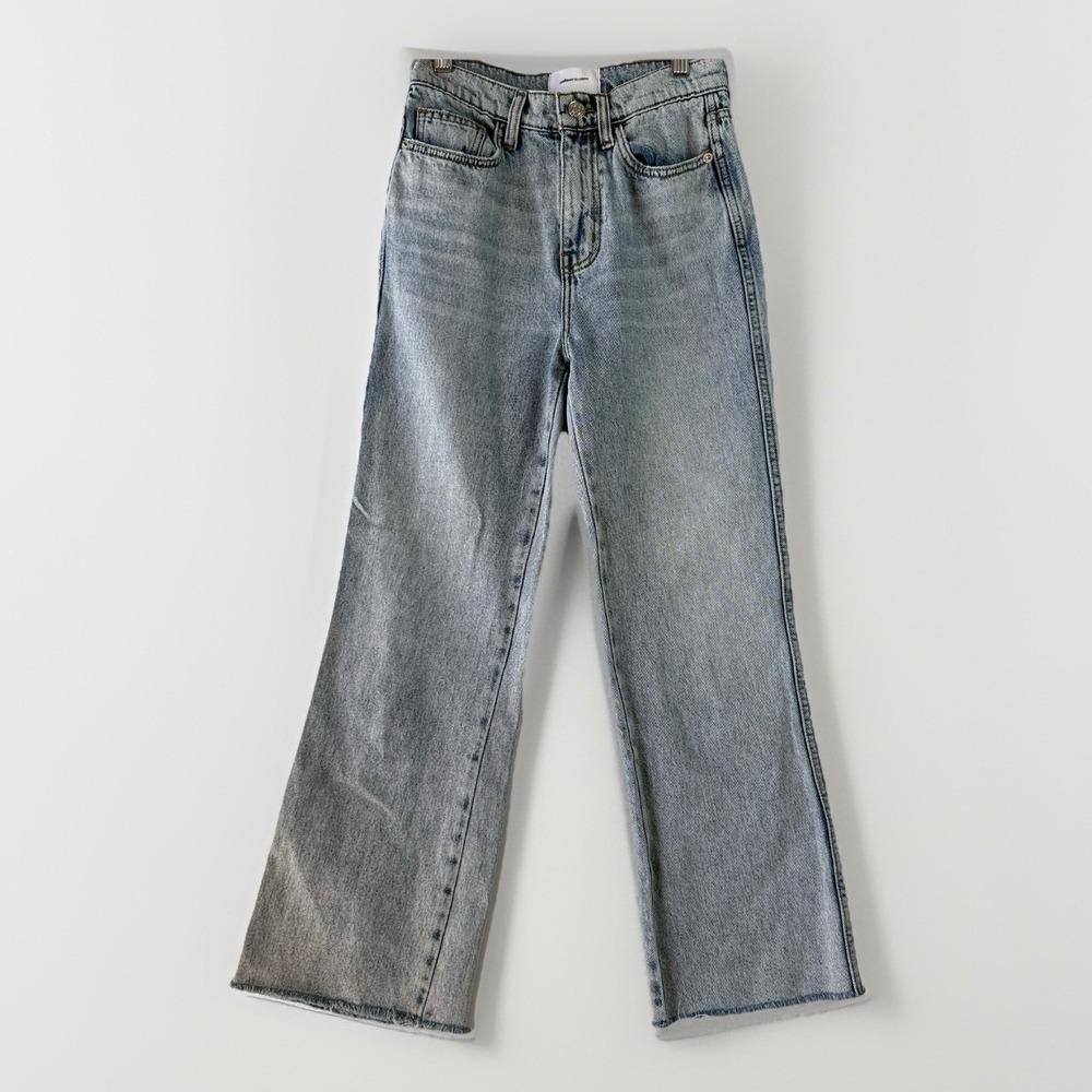 Current/Elliott The Original Straight Jeans 24 High Rise Raw Hem Light Wash $228